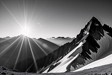 Wall Mural - Majestic snowy mountains bathed in golden light create a breathtaking winter landscape