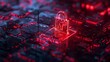 © Paul - Padlock encircling a data breach notification, highlighting the effects of cybersecurity lapses, raw texture, precise detail