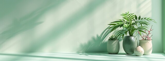 Wall Mural - A Solid Soft Mint Green Background: A solid soft mint green background that provides a fresh and invigorating