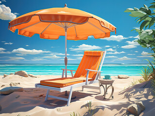 Wall Mural - View of beach chairs on a sunny day