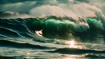 Poster - Breaking Wave in the Ocean Generative AI