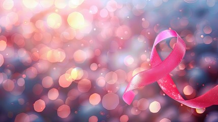 Wall Mural - Cancer Awareness on pastel bokeh background