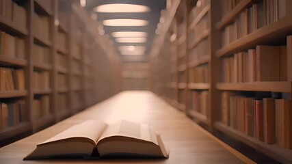 Poster - Open Book in Library Aisle Generative AI