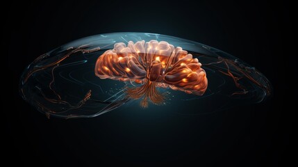 Poster - Digital Brain big Data on black background 