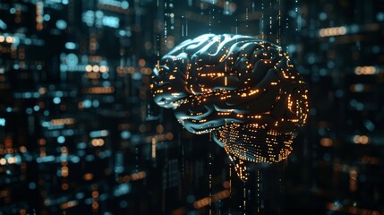 Poster - Digital Brain big Data on black background 