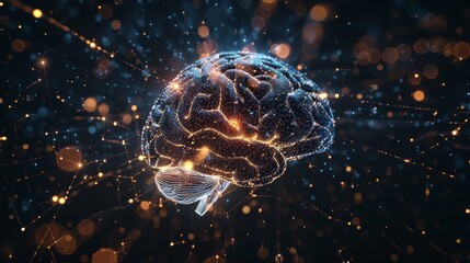 Poster - Digital Brain big Data on black background 