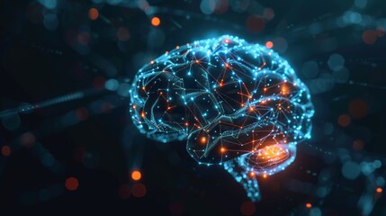 Poster - Digital Brain big Data on black background 