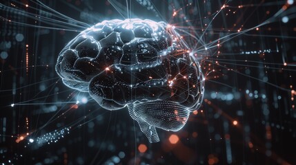 Poster - Digital Brain big Data on black background 