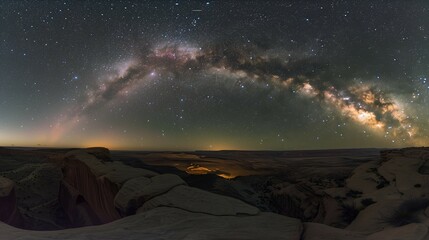 Milky Way Over Desert Canyon at Night