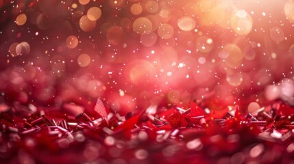 Poster - snowflakes and bokeh lights on the red Christmas background.
