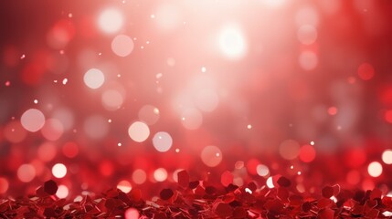 Poster - snowflakes and bokeh lights on the red Christmas background.