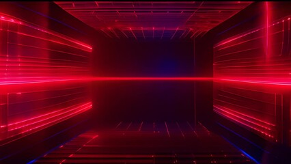 Poster - Red Laser Grid in a Dark Room Generative AI