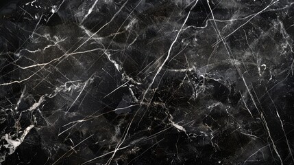 Glossy vitreous black marble stone background with silver veining for a touch of luxury