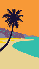 Wall Mural - WPA Poster Art of  Trunk Bay beach located within Virgin Islands National Park on the island of St John in the Caribbean sea done in works project administration style  or federal art project style.