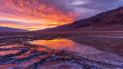 Wall Mural - Badwater basin sunrise in death valley park