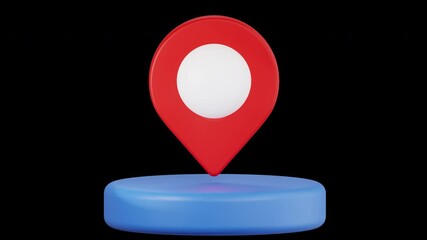 3d animated icon of location pin, navigation and maps animated 3d set, color key, alpha channel