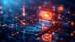 © NEW - Futuristic digital communication concept with a glowing email icon hovering above a circuit-like smartphone interface.