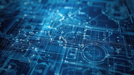 Canvas Print - Technical blueprints in abstract innovation