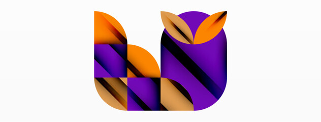 Aufkleber - Circle, square and flower petal geometric background. Round shapes composition for wallpaper, banner, background or landing