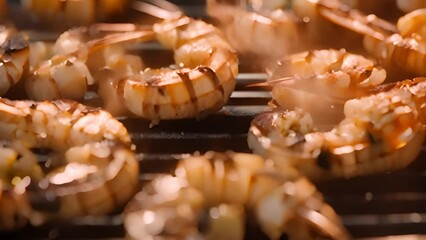 Poster - Grilled Shrimp on a Barbecue Generative AI
