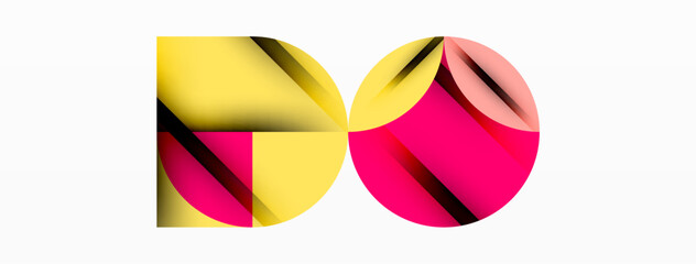 Poster - Circle, square and flower petal geometric background. Round shapes composition for wallpaper, banner, background or landing