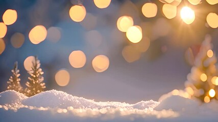 Poster - Small Pine Trees In Snow With Lights Generative AI