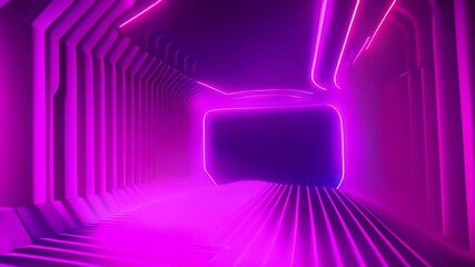 Poster - neon light tunnel with purple and red glowing lines generative ai
