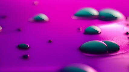 Poster - Teal Water Drops on Purple Surface Generative AI
