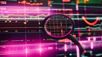 Poster - Magnifying Glass on Stock Market Charts Generative AI