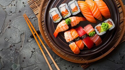 Wall Mural - Delicious Sushi Spread for Foodie Events Generative AI