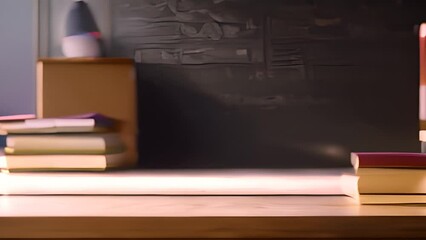 Poster - Stack of Books and Colored Pencils on a Desk Generative AI