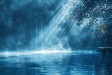 Aufkleber - Mystical Forest Lake at Dawn