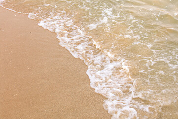 Wall Mural - Yellow sand on the seashore as an abstract background. Texture