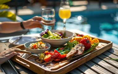 Poster - Delicious Meal by the Poolside