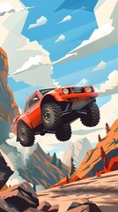 Wall Mural - Rally racing car on dirt track, in the mountains, extreme sport activities theme, created with generative ai