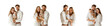 © Sim - Collection happy european family with one baby standing together and smiling on transparency background PNG