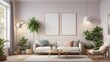 © Auoxx - Frame mockup, ISO A paper size. Interior mockup with house background. Modern interior design. Living room wall poster mockup ,3D render