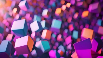 Poster - colorful cubes with various shapes and sizes suspended mid-air, capturing the complexity of blockcha
