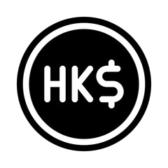 Sticker - hongkong dollar coin black glyph icon