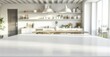 © ttonaorh - Empty white marble table top and blurred kitchen background, product display montage