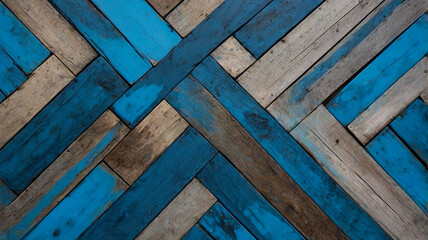 Wall Mural - Abstract Blue wood texture background, Old blue painted wooden wall, Weathered grunge wooden plank