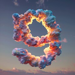 Wall Mural - Luminous,Colorful Clouds in the Shape of the Number 9 Against a Dusky Sky