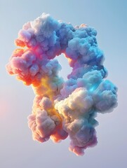 Wall Mural - Luminous, Multicolored Cloud Formation Shaped Like the Number 4 Against a Clear Sky