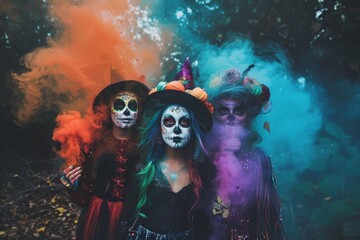 Poster - Halloween Celebration with Colorful Costumes