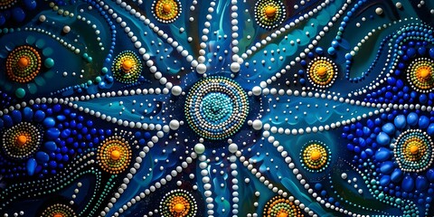 Wall Mural - Australian Aboriginal dot painting depicting a dreamtime story of the night sky. Concept Art, Australian Aboriginal, Dot Painting, Dreamtime Story, Night Sky