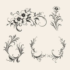 Wall Mural - Set vector floral frame