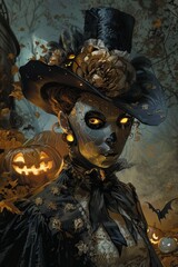 Wall Mural - Spooky Halloween Masquerade Illustration Celebration