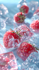 Wall Mural - Strawberries in ice