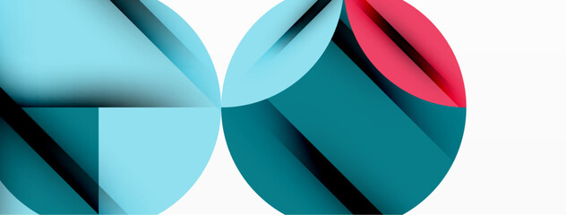 Aufkleber - Circle, square and flower petal geometric background. Round shapes composition for wallpaper, banner, background or landing