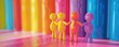 © peerasak - A group of four people are holding hands in a rainbow. Concept of unity and togetherness, as the people are all connected by the same color. The rainbow background adds a sense of joy